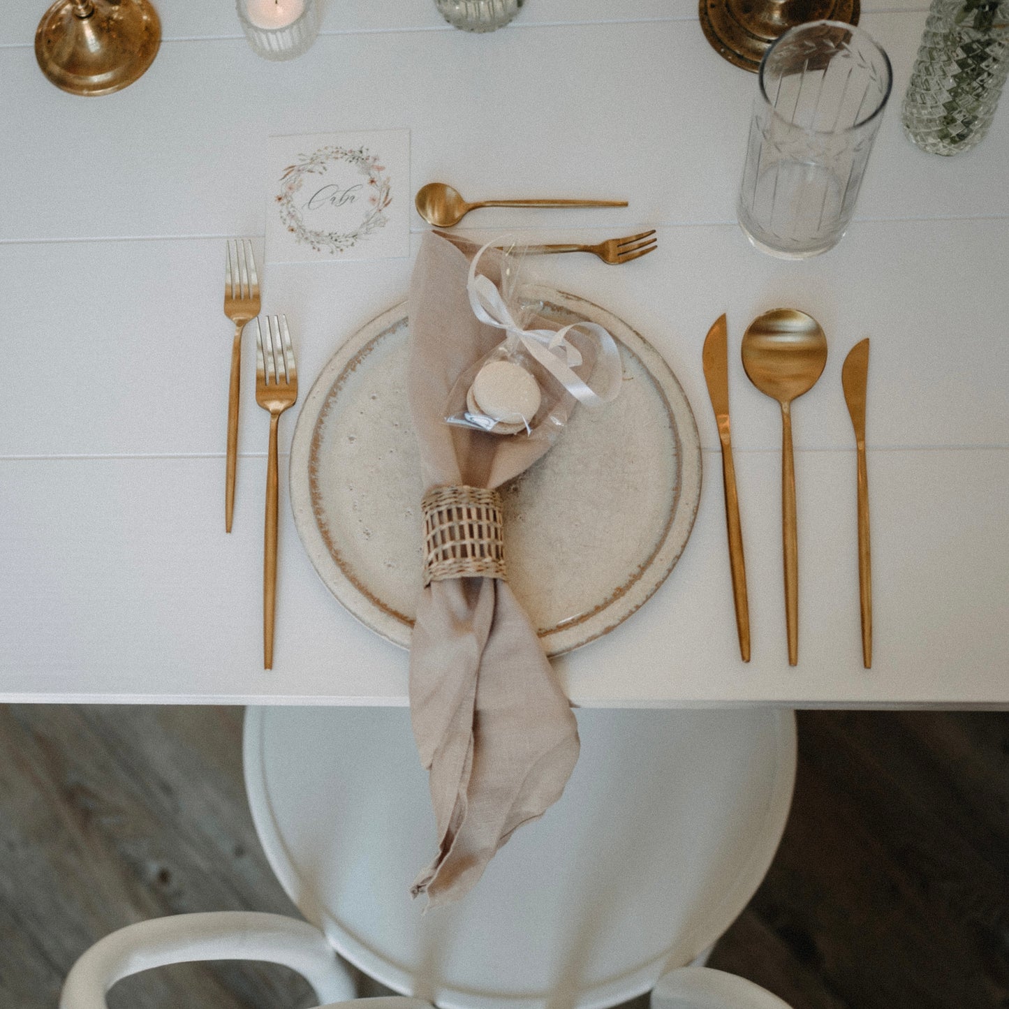 Vorspeisengabel aus Metall in Gold Matt